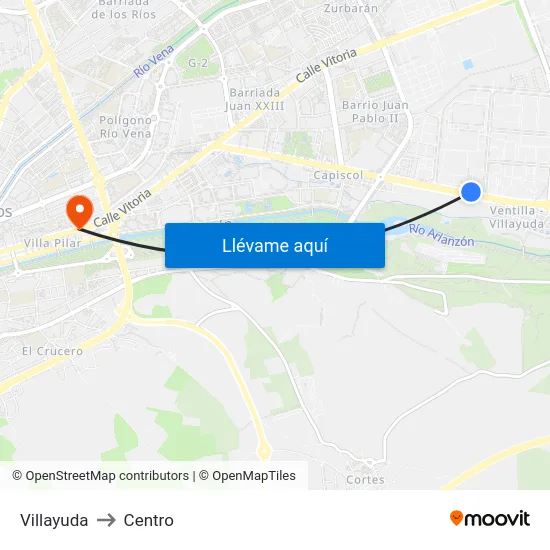 Villayuda to Centro map