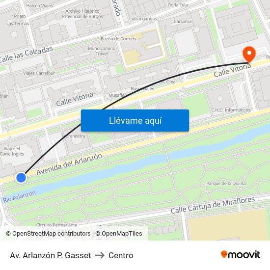 Av. Arlanzón P. Gasset to Centro map