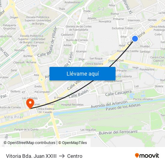 Vitoria Bda. Juan XXIII to Centro map