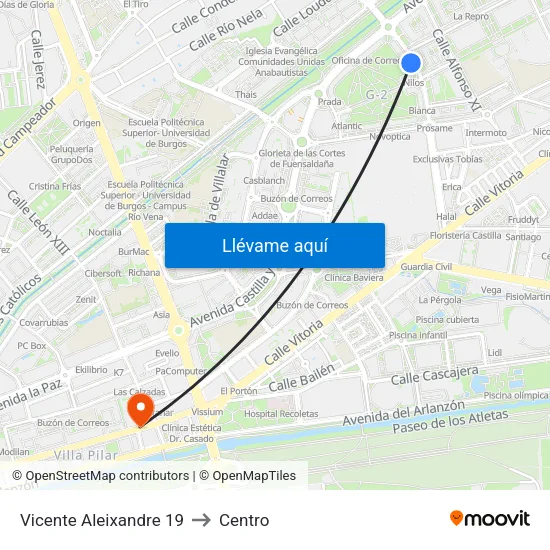 Vicente Aleixandre  19 to Centro map