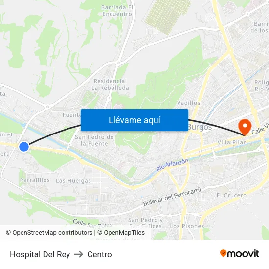 Hospital Del Rey to Centro map