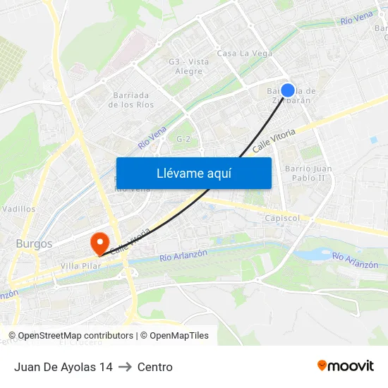 Juan De Ayolas 14 to Centro map