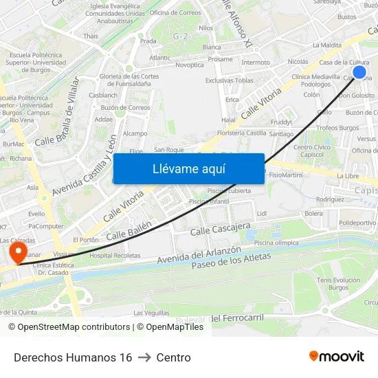 Derechos Humanos 16 to Centro map