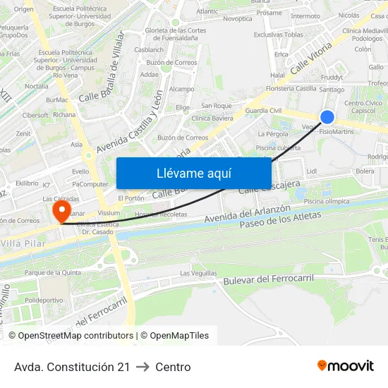 Avda. Constitución 21 to Centro map