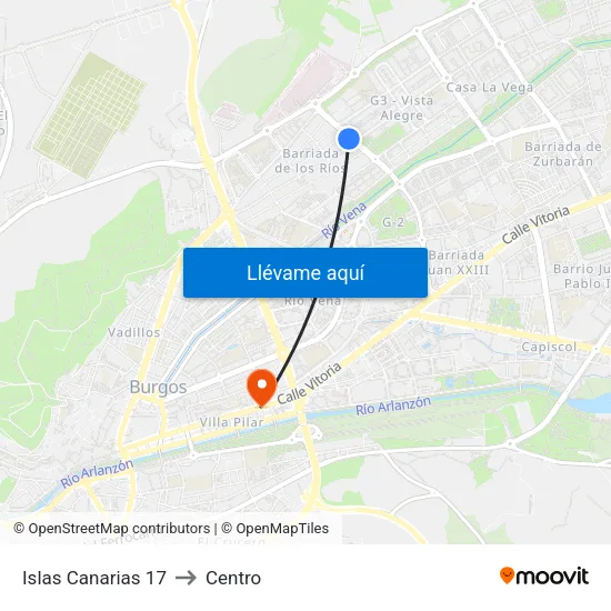 Islas Canarias 17 to Centro map