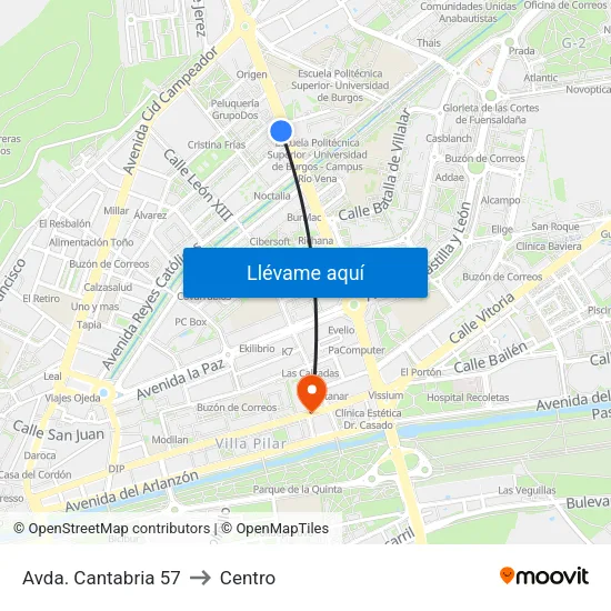 Avda. Cantabria 57 to Centro map
