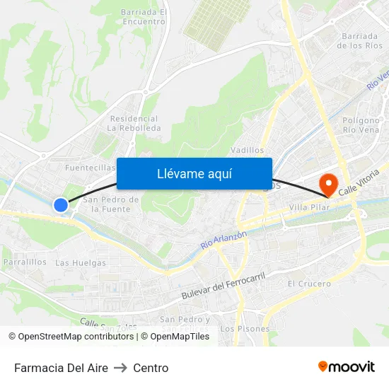 Farmacia Del Aire to Centro map