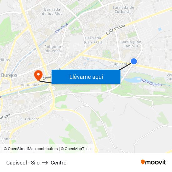 Capiscol - Silo to Centro map