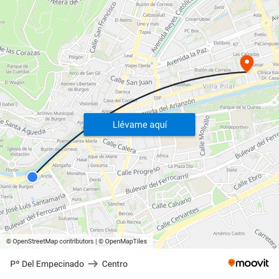 Pº Del Empecinado to Centro map