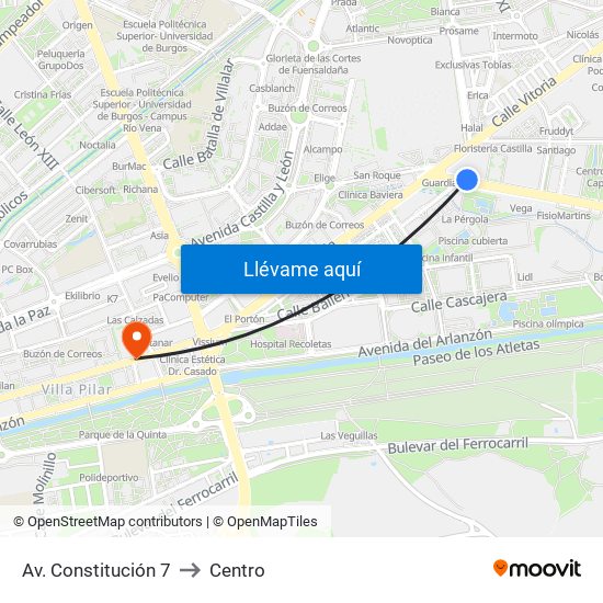 Av. Constitución 7 to Centro map