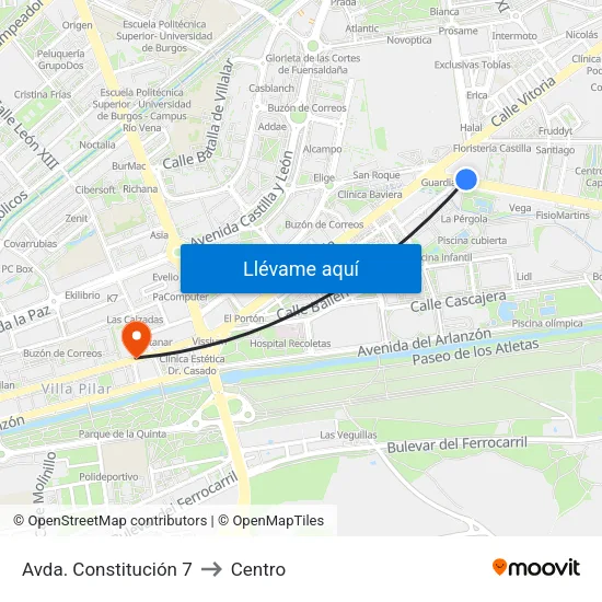 Avda. Constitución 7 to Centro map
