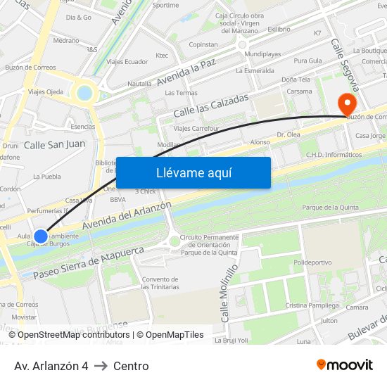 Av. Arlanzón 4 to Centro map