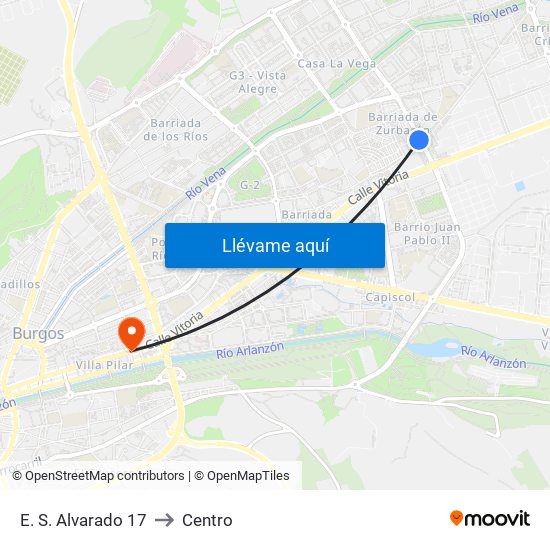 E. S. Alvarado 17 to Centro map