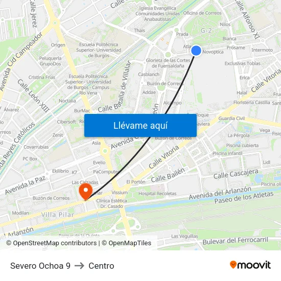 Severo Ochoa 9 to Centro map
