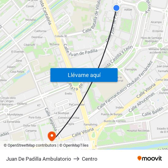Juan De Padilla Ambulatorio to Centro map