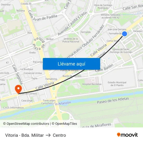 Vitoria - Bda. Militar to Centro map