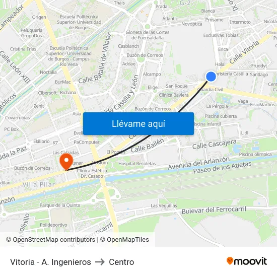 Vitoria - A. Ingenieros to Centro map
