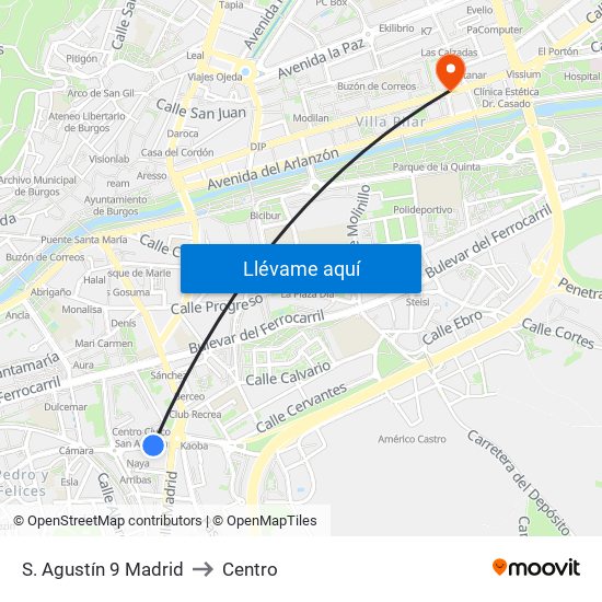 S. Agustín 9 Madrid to Centro map