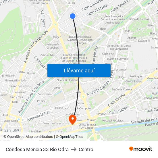 Condesa Mencía 33 Rio Odra to Centro map