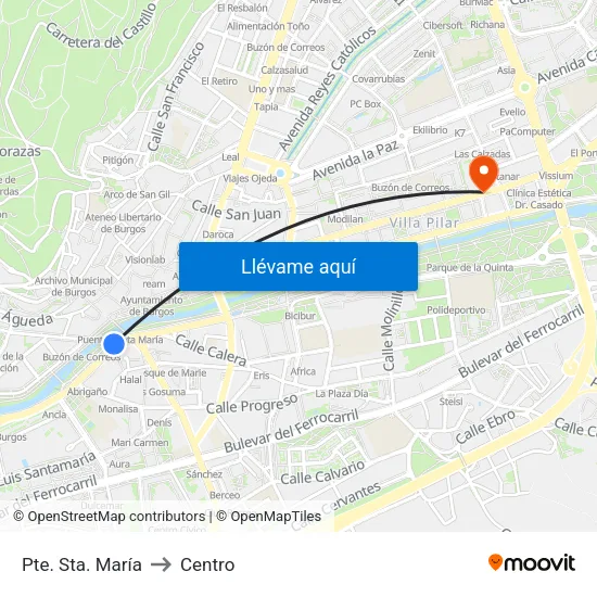 Pte. Sta. María to Centro map