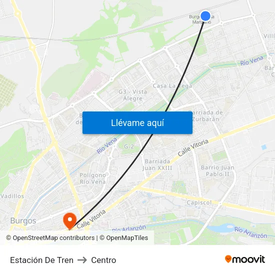 Estación De Tren to Centro map