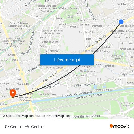 C/ Centro to Centro map