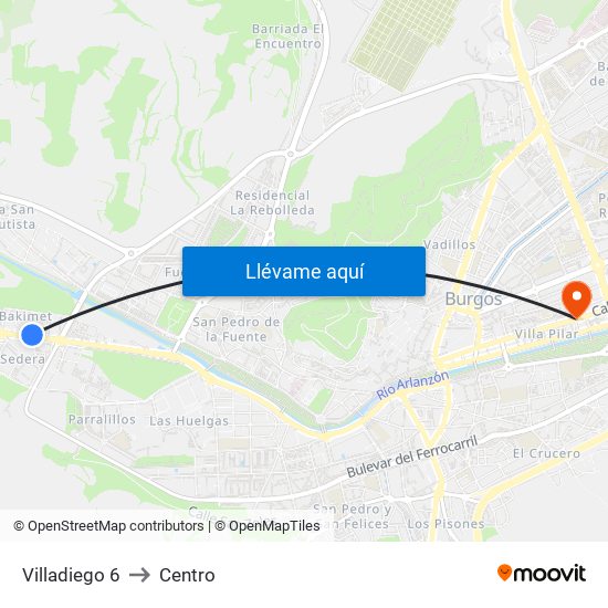 Villadiego 6 to Centro map