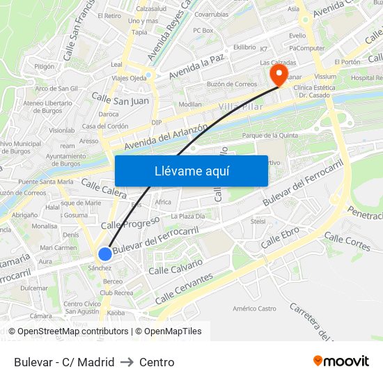 Bulevar - C/ Madrid to Centro map