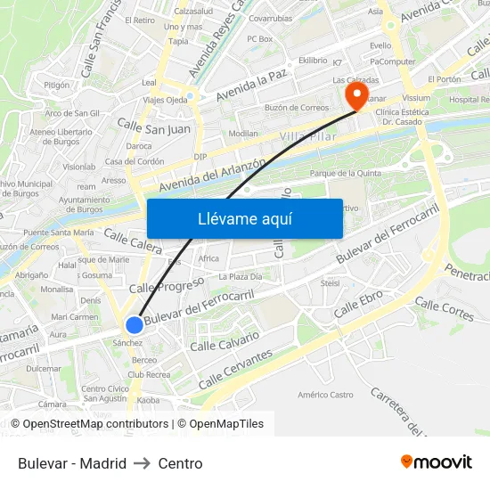 Bulevar - Madrid to Centro map