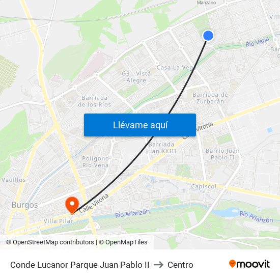 Conde Lucanor Parque Juan Pablo II to Centro map