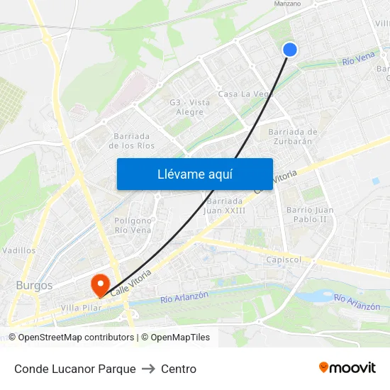 Conde Lucanor Parque to Centro map