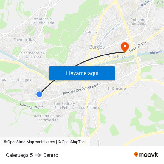 Caleruega 5 to Centro map