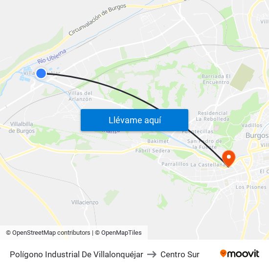 Polígono Industrial De Villalonquéjar to Centro Sur map