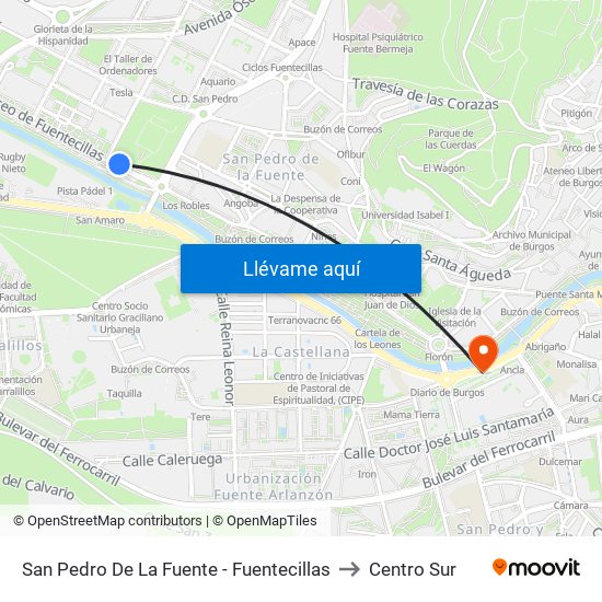 San Pedro De La Fuente - Fuentecillas to Centro Sur map