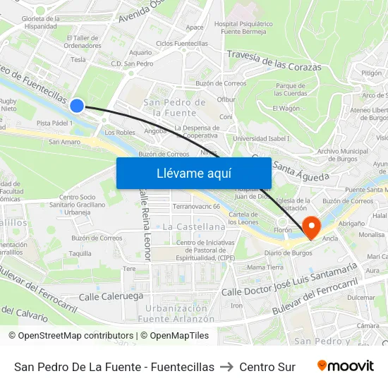 San Pedro De La Fuente - Fuentecillas to Centro Sur map