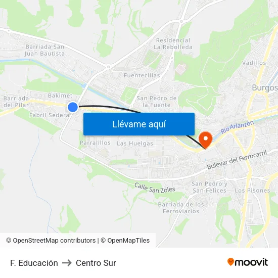 F. Educación to Centro Sur map