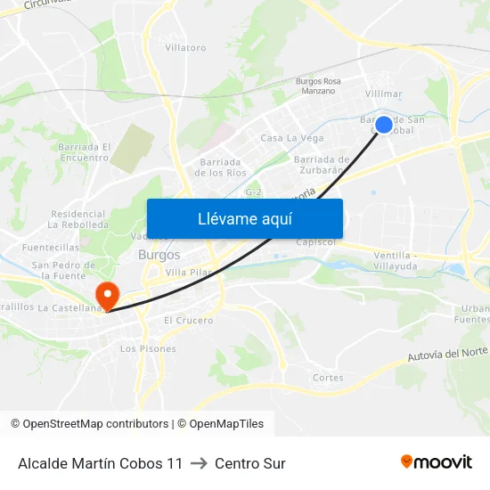 Alcalde Martín Cobos 11 to Centro Sur map