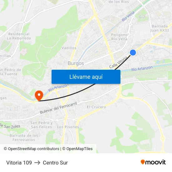 Vitoria 109 to Centro Sur map