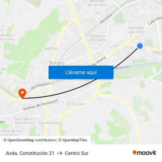 Avda. Constitución 21 to Centro Sur map