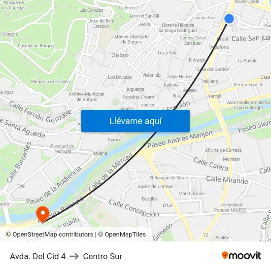Avda. Del Cid 4 to Centro Sur map
