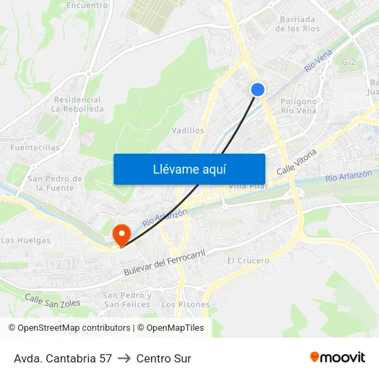 Avda. Cantabria 57 to Centro Sur map