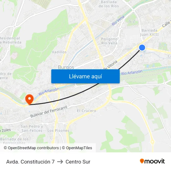 Avda. Constitución 7 to Centro Sur map