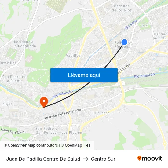 Juan De Padilla Centro De Salud to Centro Sur map