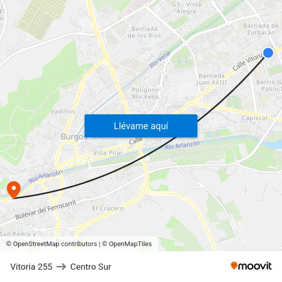 Vitoria 255 to Centro Sur map