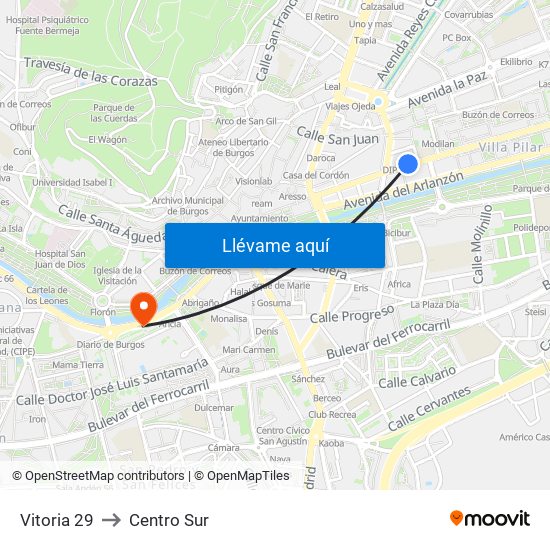 Vitoria 29 to Centro Sur map