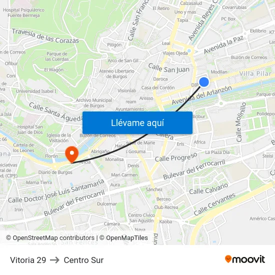 Vitoria 29 to Centro Sur map