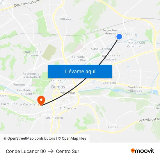 Conde Lucanor 80 to Centro Sur map