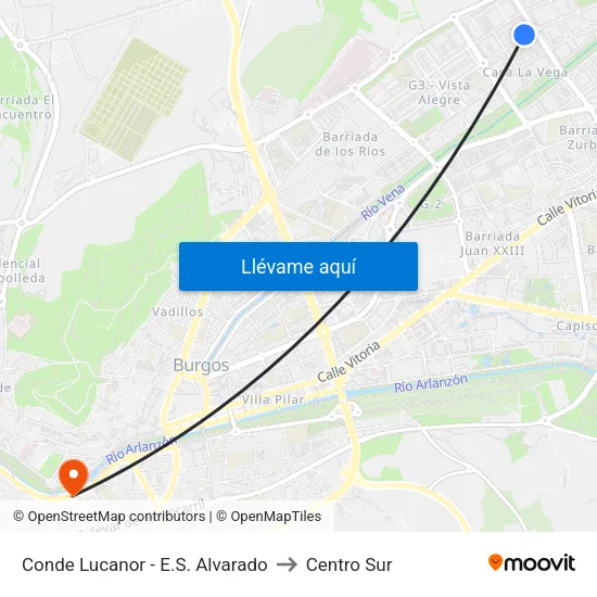 Conde Lucanor - E.S. Alvarado to Centro Sur map