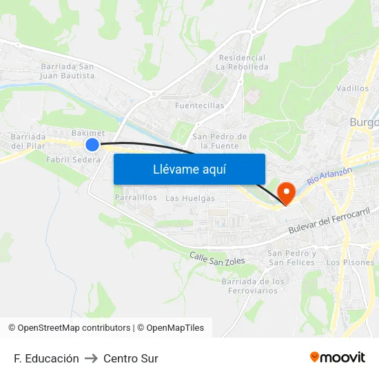 F. Educación to Centro Sur map