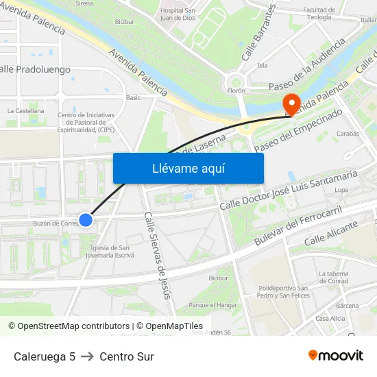 Caleruega 5 to Centro Sur map